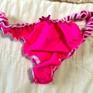 VS Pink extra low rise thong. Hot Pink. Size L